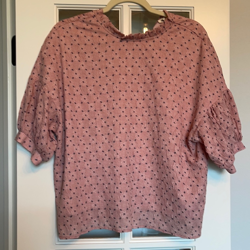 Pink Floral Linen Top
